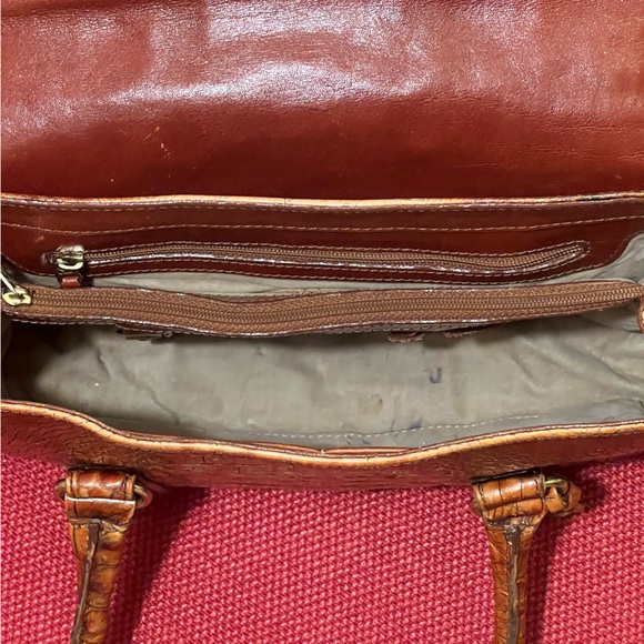 Brahmin Vintage Torey Tomago Croc Embossed Buckle Leather Top Handle Satchel - Picture 4 of 6